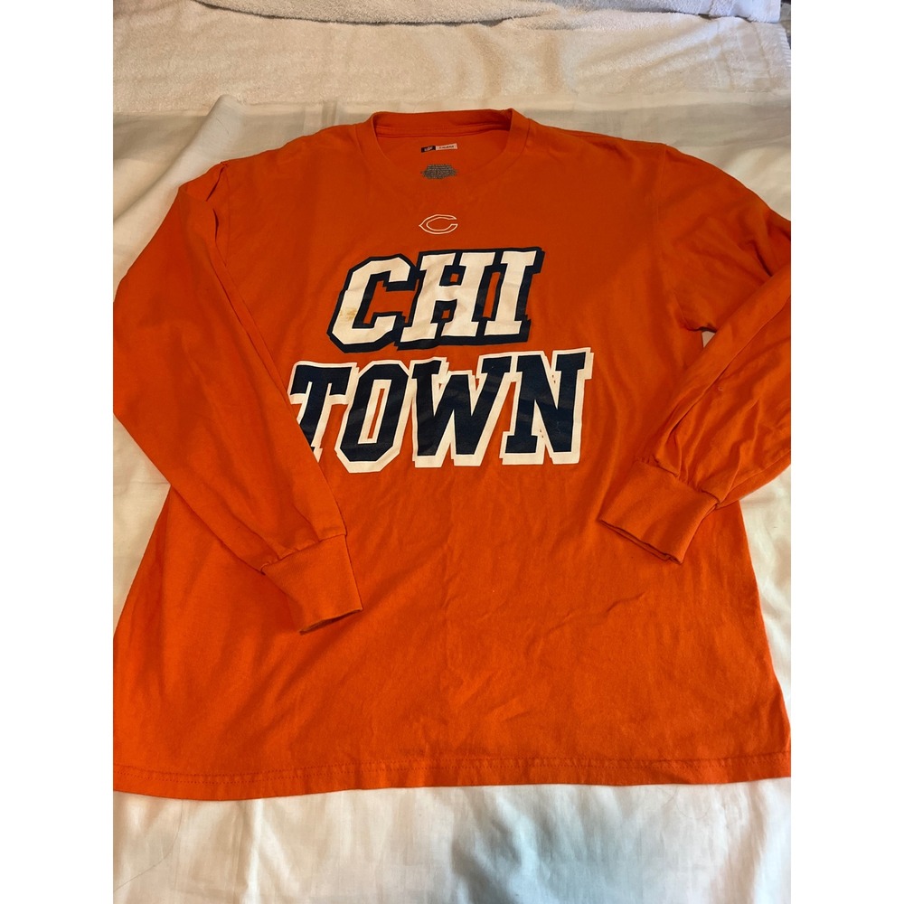 NFL Team Apparel Chicago Bears Chi Town Long Sleeve T-Shirt Orange Mens Large